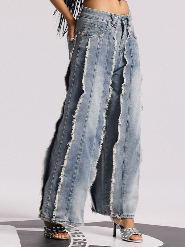Fringe Combo Wide Leg Jeans
