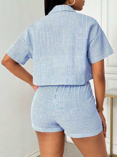 Stripe Shirt & Shorts Set