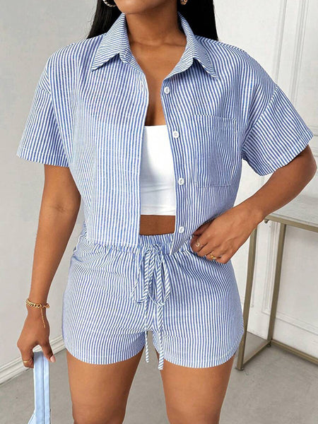 Stripe Shirt & Shorts Set