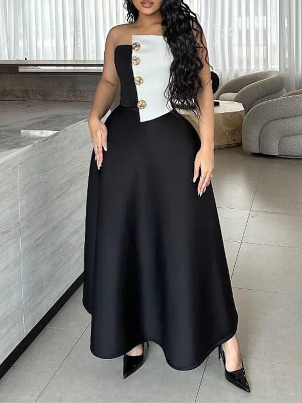 Two-Tone Tube Top & Skirt Set