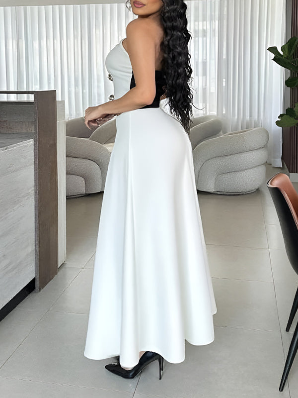 Two-Tone Tube Top & Skirt Set