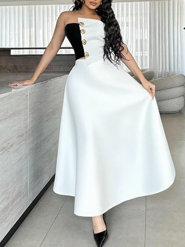 Two-Tone Tube Top & Skirt Set