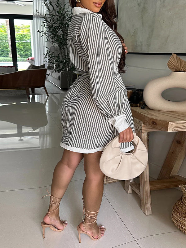 Indiebeautie Stripe Tied Shirt Dress