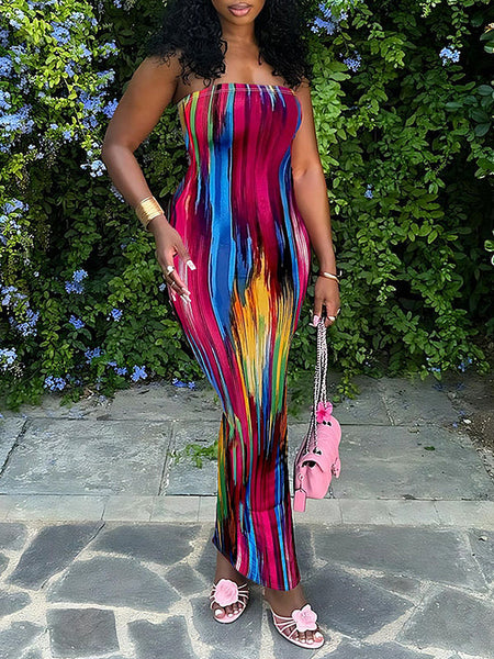 Printed Slit Tube Dress