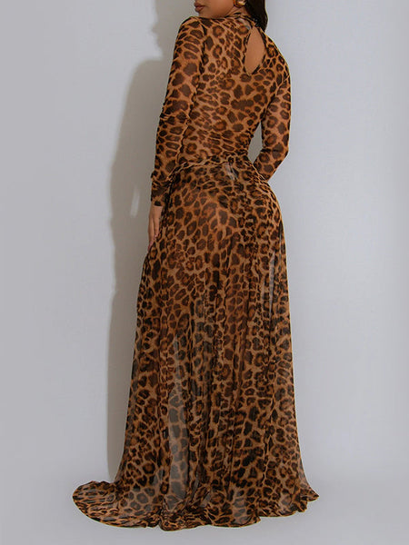 Leopard Slit Maxi Dress