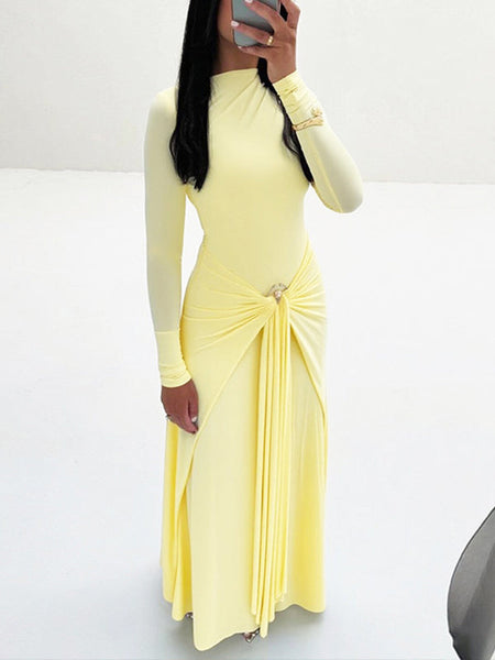 Solid Draped Maxi Dress