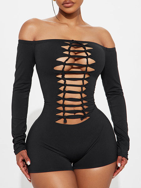 Off-Shoulder Ripped Romper