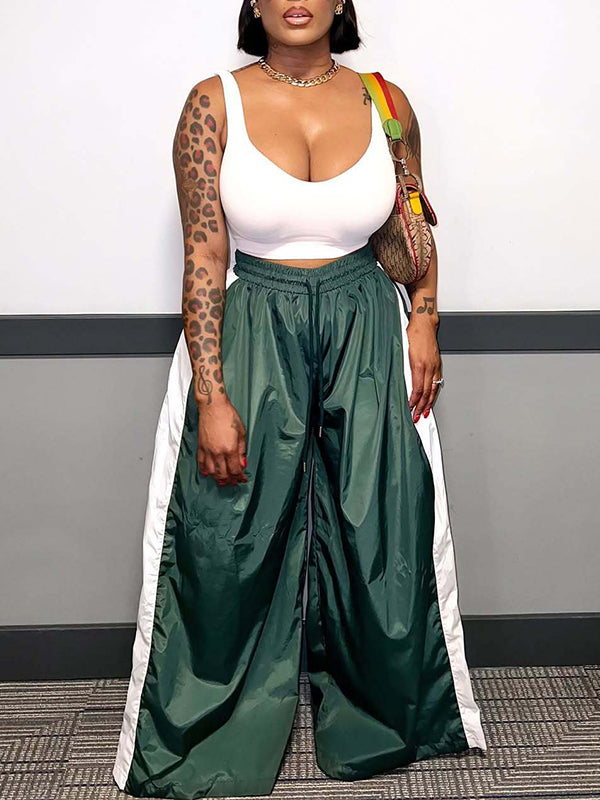 Two-Tone Wide-Leg Pants