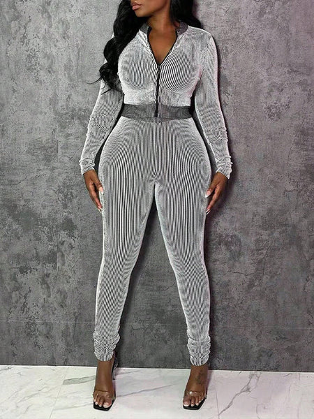 Stripe Zip Top & Pants Set