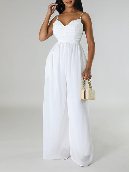 Solid Wide-Leg Cami Jumpsuit