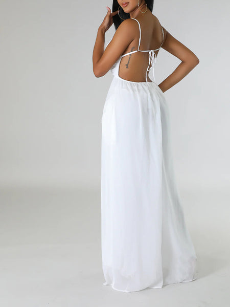 Solid Wide-Leg Cami Jumpsuit