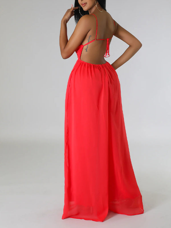 Solid Wide-Leg Cami Jumpsuit