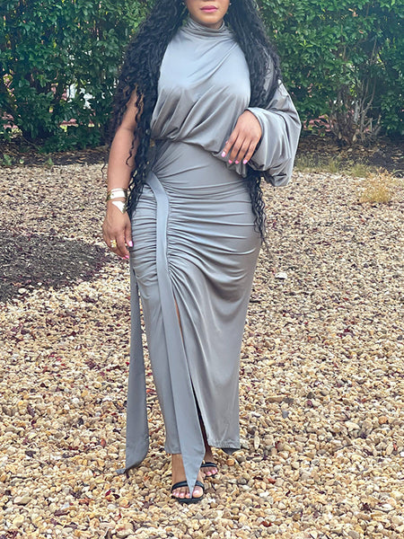 One-Sleeve Ruched Top & Skirt Set