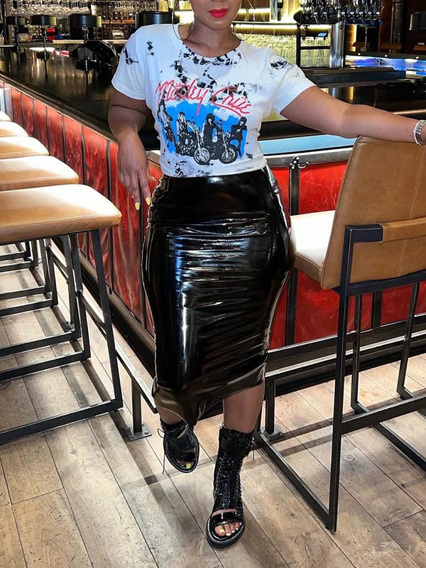 Faux-Leather Pencil Skirt