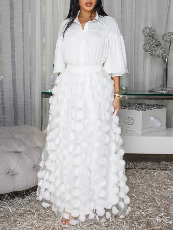 Solid Shirt & Tulle Skirt Set