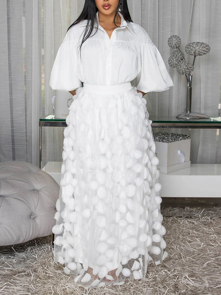 Solid Shirt & Tulle Skirt Set