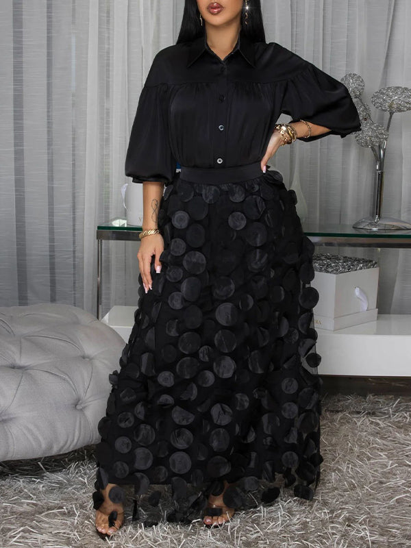 Solid Shirt & Tulle Skirt Set