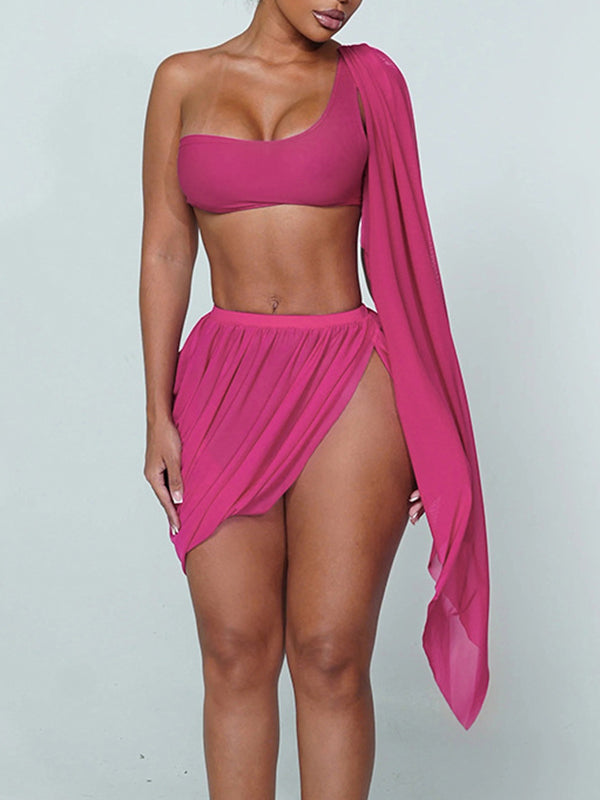One-Shoulder Crop Top & Skirt Set