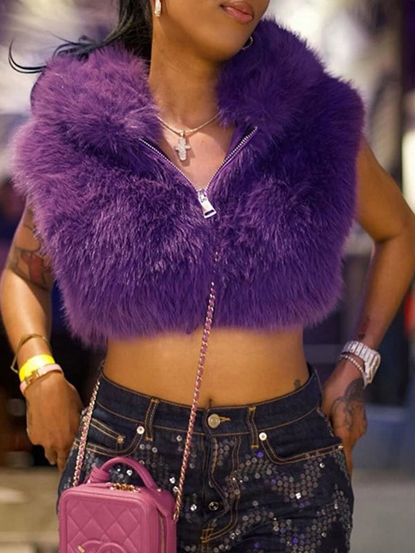 Zip-Front Faux-Fur Vest