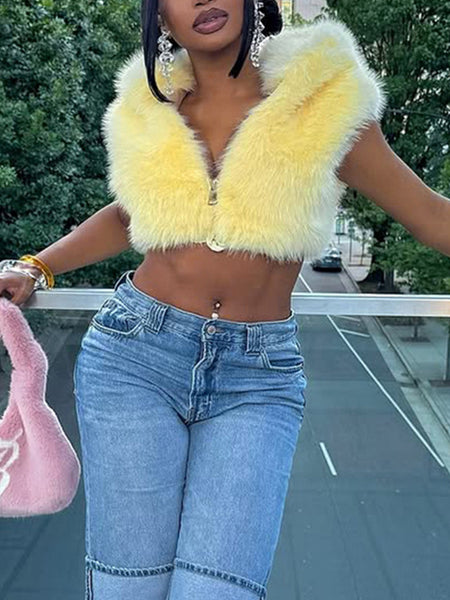 Zip-Front Faux-Fur Vest