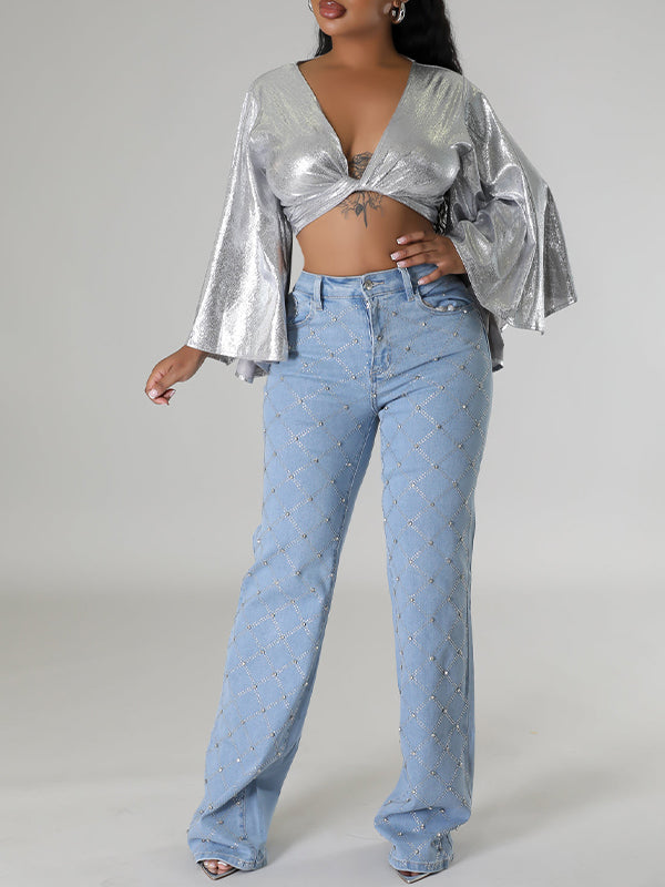 Studded Straight Jeans