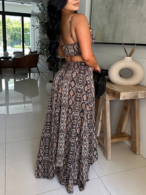 Printed Cutout Cami Dress