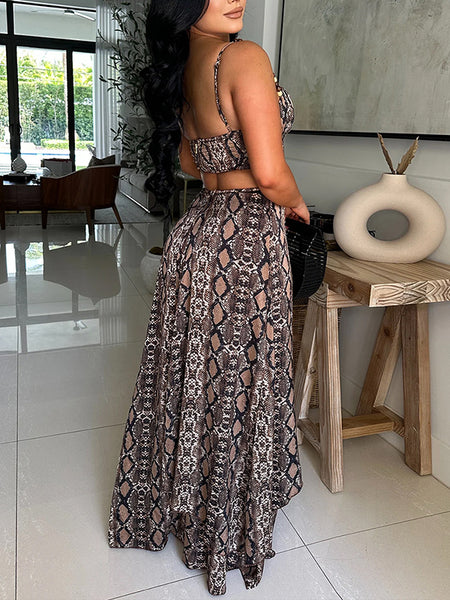 Printed Cutout Cami Dress