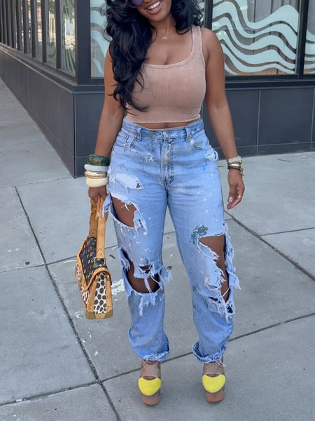 Ripped Cutout Jeans