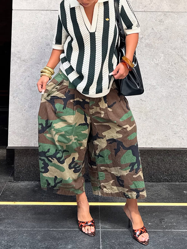 Camo Wide-Leg Capris