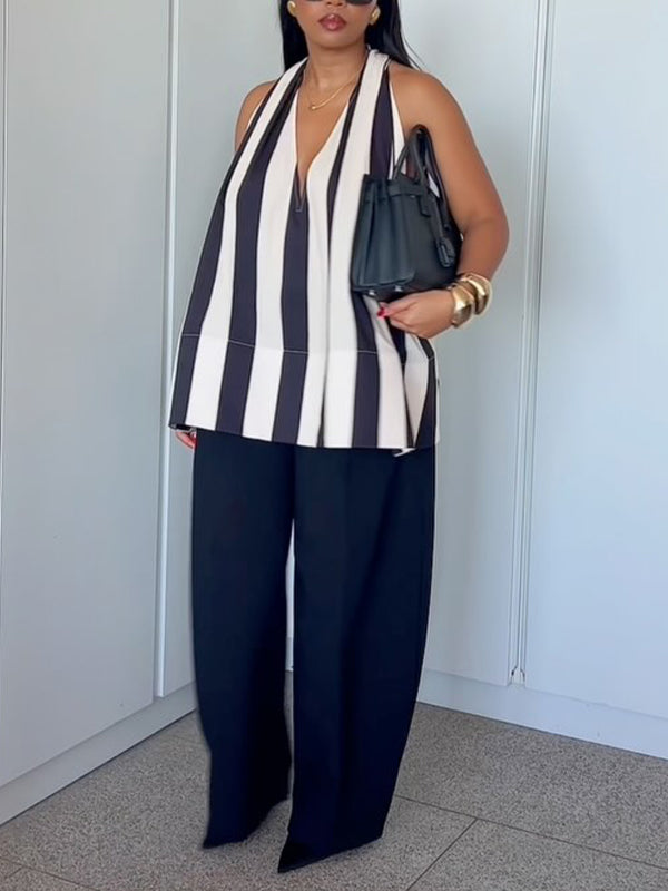 Stripe V-Neck Tank Top