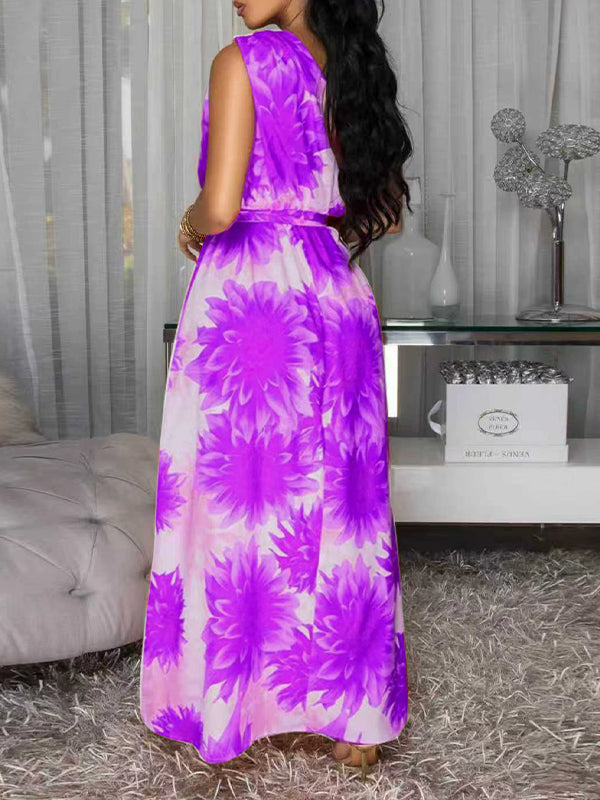 Printed One-Shoulder Maxi Dress