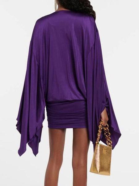 Satin Cowl-Neck Mini Dress