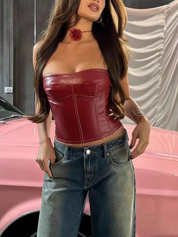 Faux-Leather Corset Top
