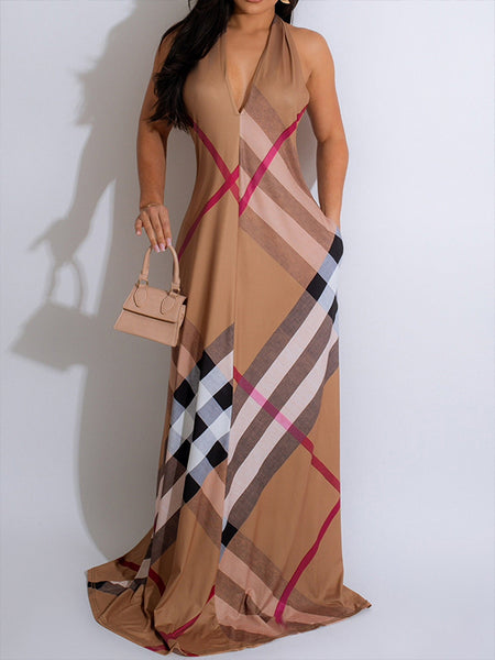 Printed Halter Maxi Dress