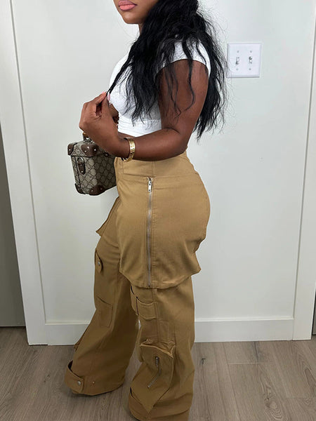Solid Cargo Pants