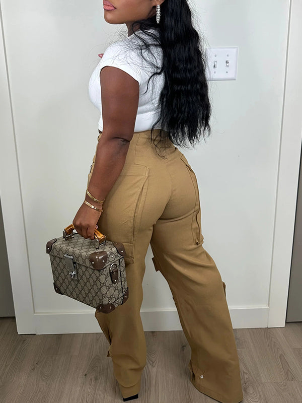 Solid Cargo Pants