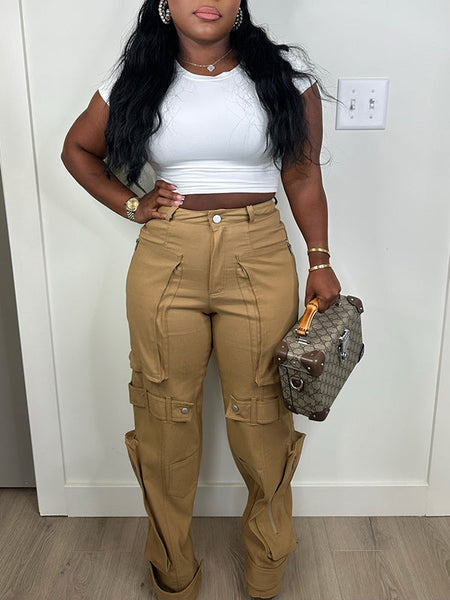 Solid Cargo Pants