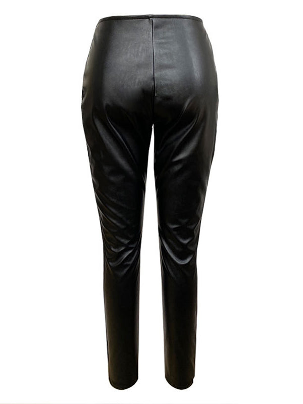 Zip Faux-Leather Pants