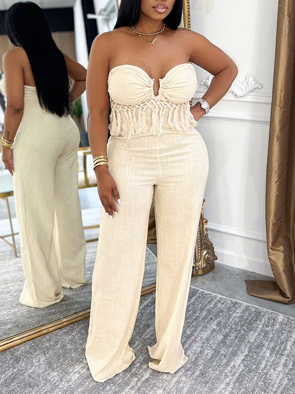Fringe Strapless Jumpsuit