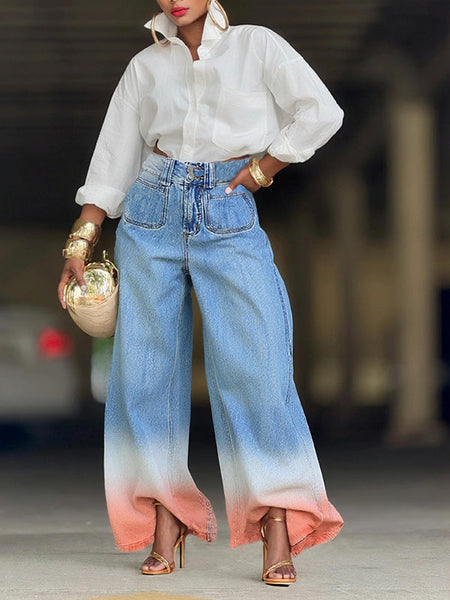 Ombre Wide Leg Jeans