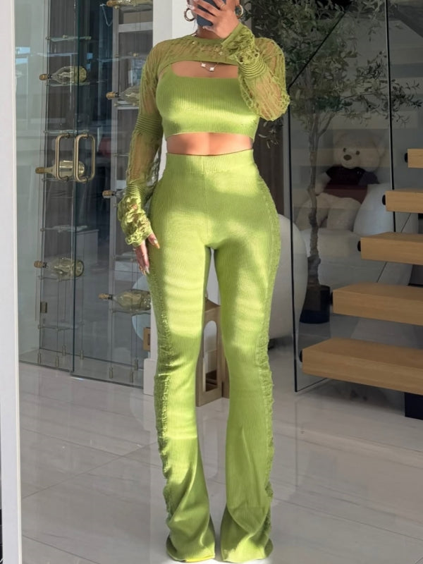 Mesh Crop Top 3PC Set