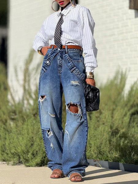 Ripped Barrel Jeans