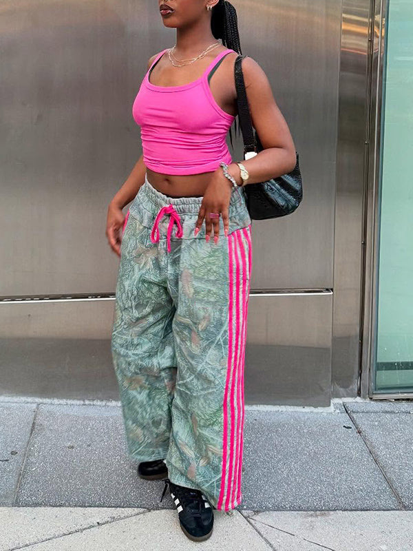 Side-Stripe Printed Pants