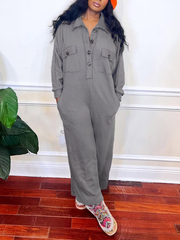 Button-Front Cargo Jumpsuit