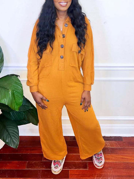 Button-Front Cargo Jumpsuit
