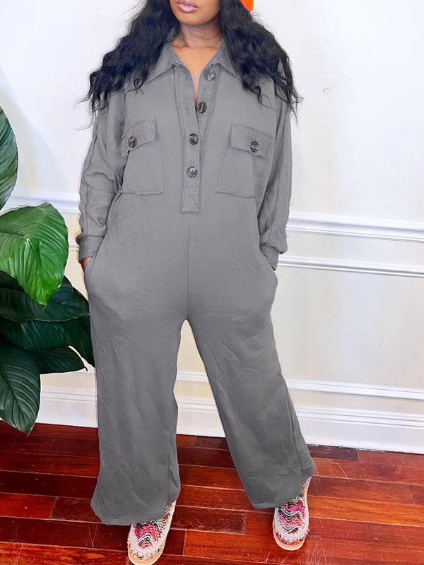 Button-Front Cargo Jumpsuit