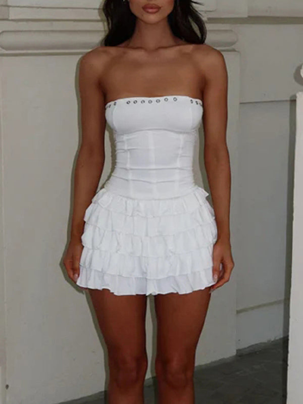 Eyelet Tiered Tube Dress