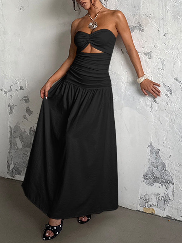 Solid Cutout Tube Dress
