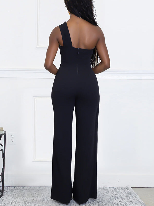 One-Shoulder Overlapped Jumpsuit