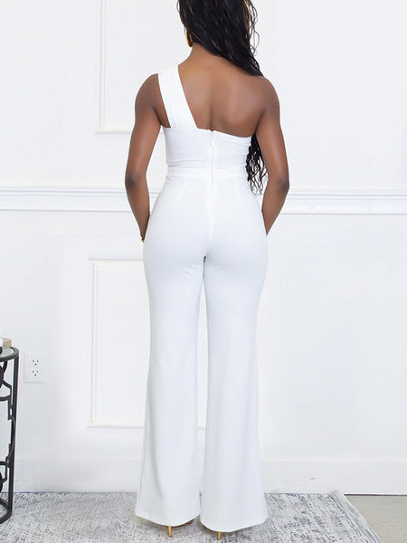 One-Shoulder Overlapped Jumpsuit
